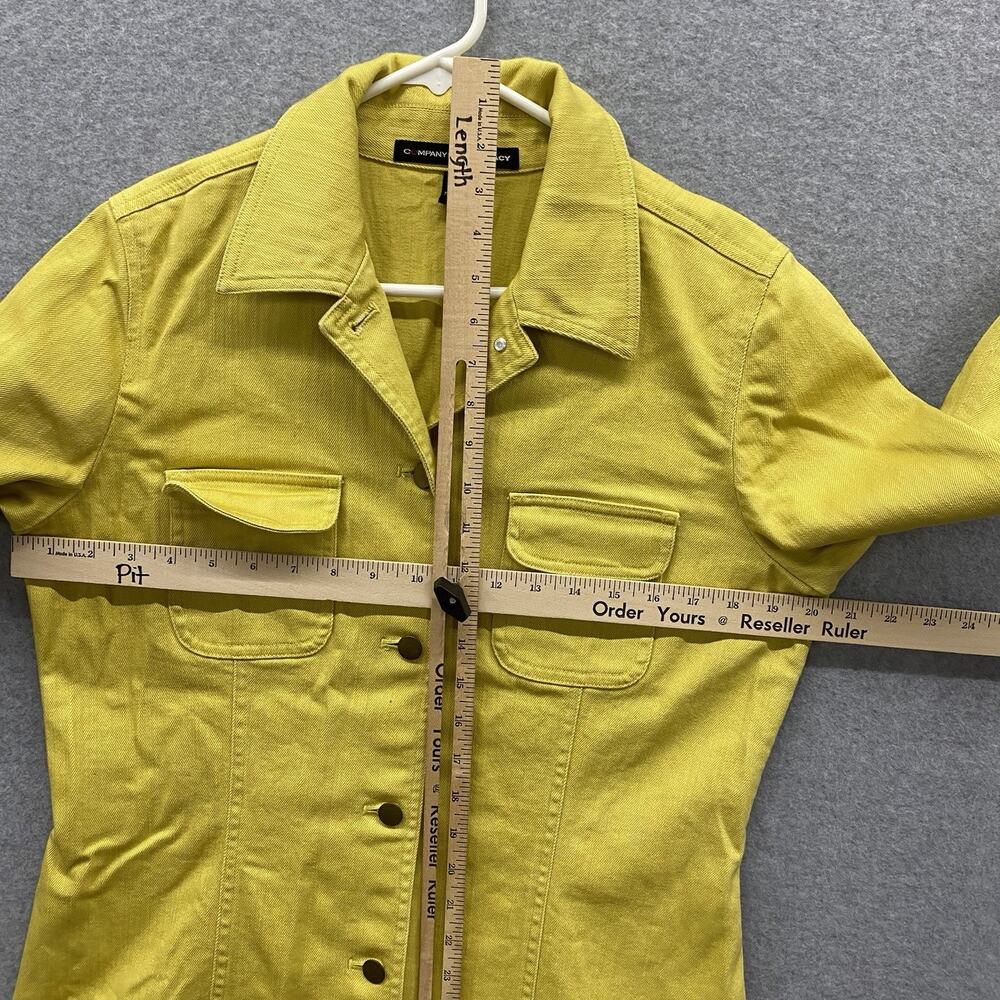 Company Ellen Tracy Yellow Utility Jacket Womens 12 Cotton Stretch Shacket - Picture 7 of 10